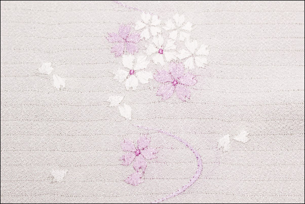 半襟　荒川盆次郎商店　桜　薄紫　半衿　絹100% 日本製
