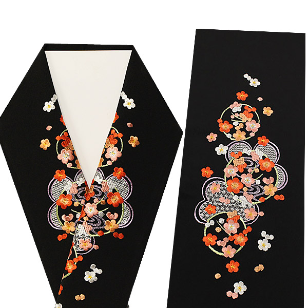 絹交織 カラー地 刺繍半衿 花柄 全2色 卒業式の袴にもお薦め！ | 着物