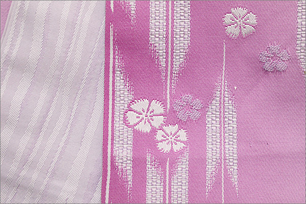 浴衣2点セット　グリーン色系地に桜柄の浴衣と濃いピンク色系の帯 フリーサイズ-洗える着物通販店【枠 ～waku～】